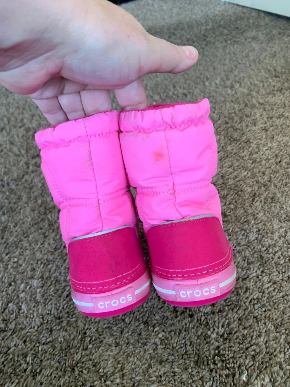 Crocs Two tone Pink Snow Boots Girls Sz.9 Play Fall Winter Shoes Outwear